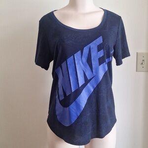Nike Women's Workout Athletic Dark Blue Purple Logo Gym T-Shirt Size L